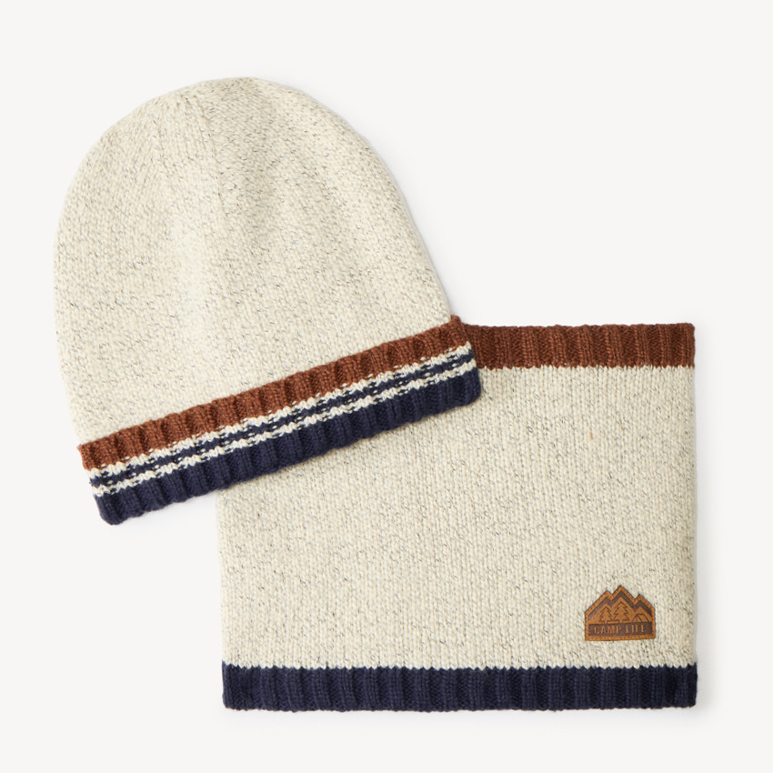 Set bonnet et snood garçon doublé en velours 
