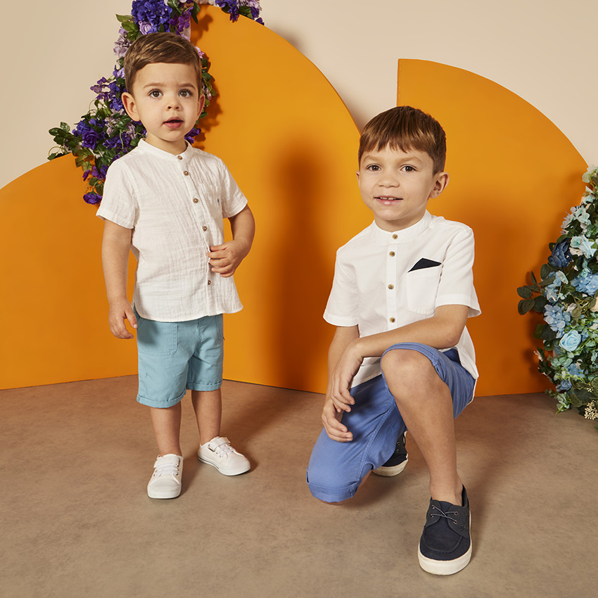 Chemise manches courtes à palmier brodé pour bébé garçon 