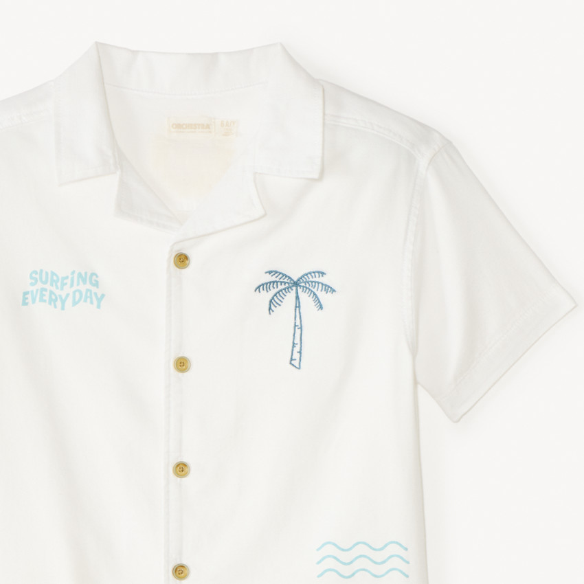Chemise manches courtes broderie surfeur pour garçon 