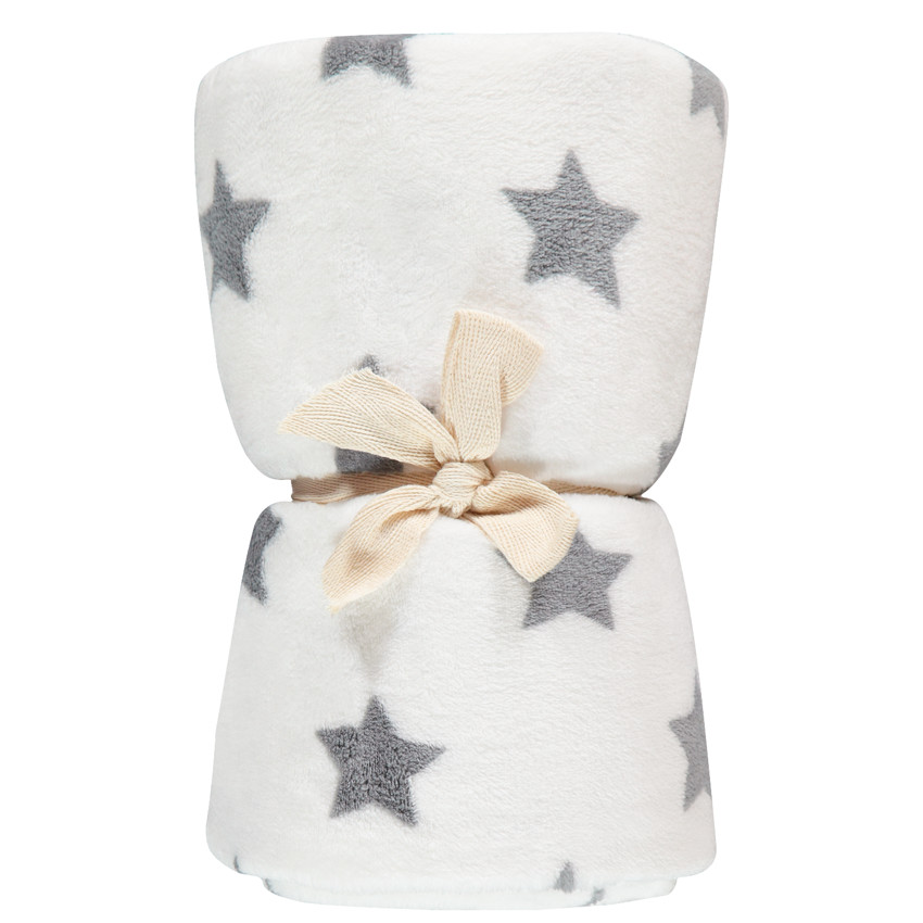 Couverture en sherpa imprimé étoiles 80 x 115 cm 