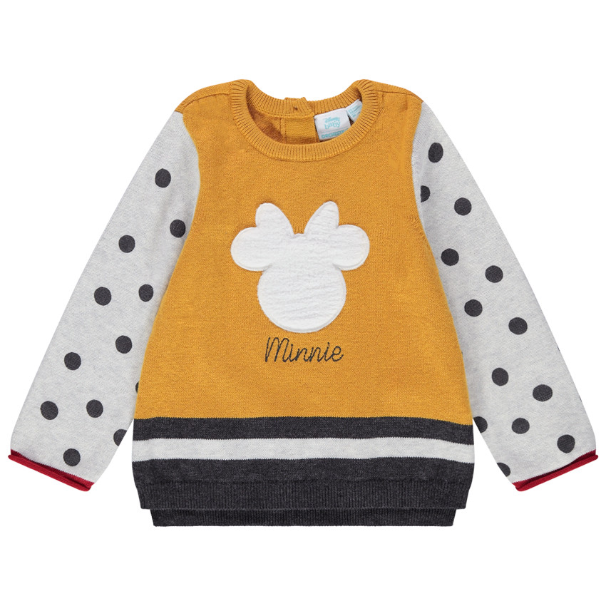 Pull en tricot à pois et rayures serti Minnie Disney 
