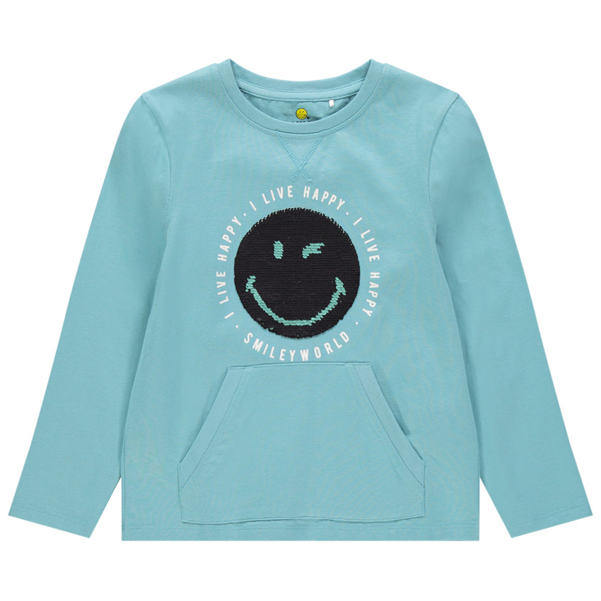 T-shirt manches longue motif SmileyWorld en sequins magiques 