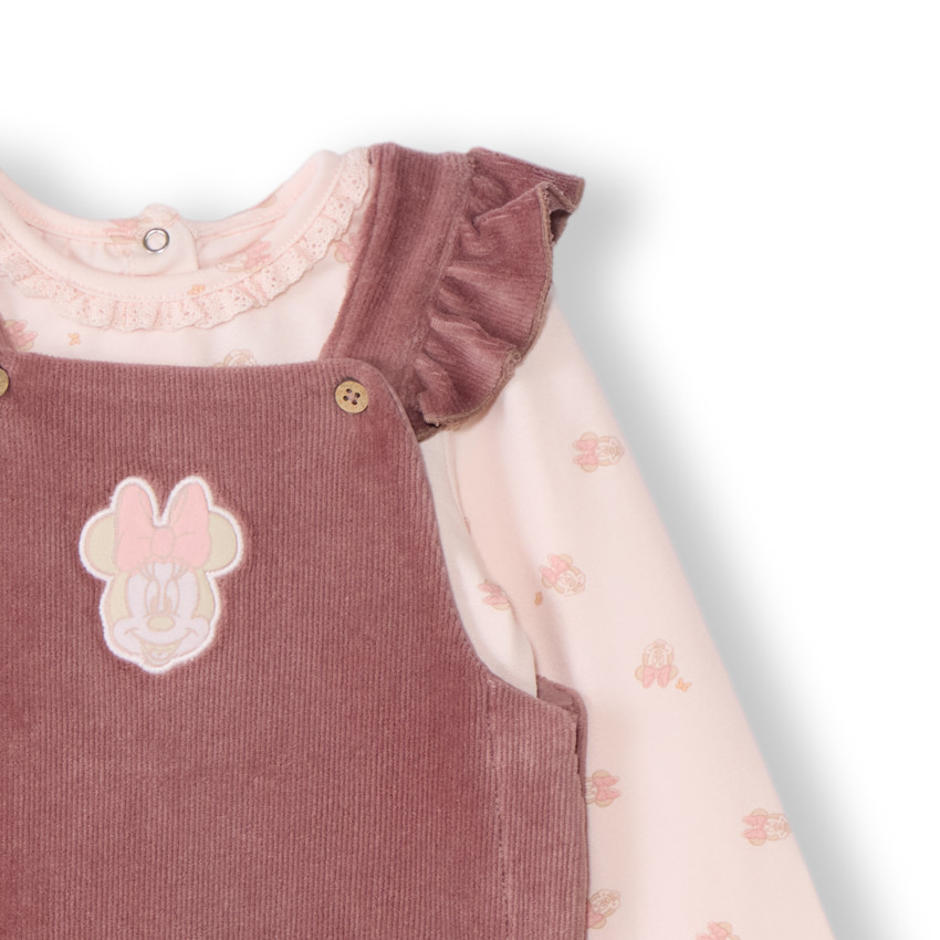 Ensemble 2 pièces avec salopette Minnie Disney pour bébé fille 