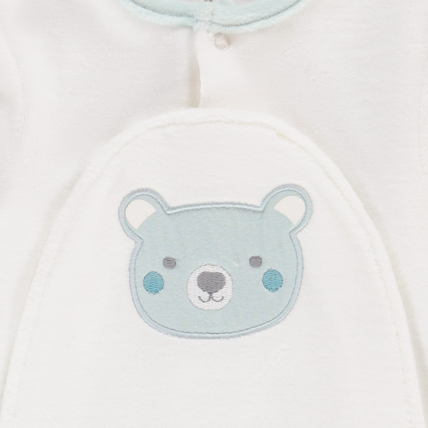 Dors-bien en velours broderie ourson pour bébé garçon 