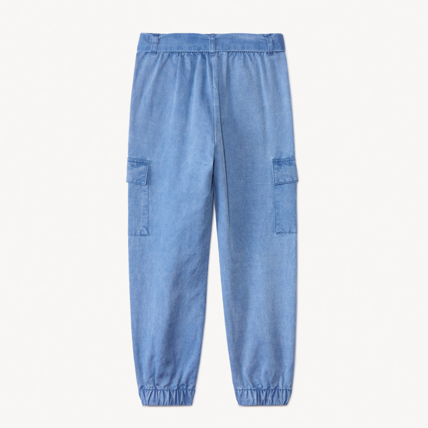 Pantalon cargo en twill uni avec ceinture pour fille 