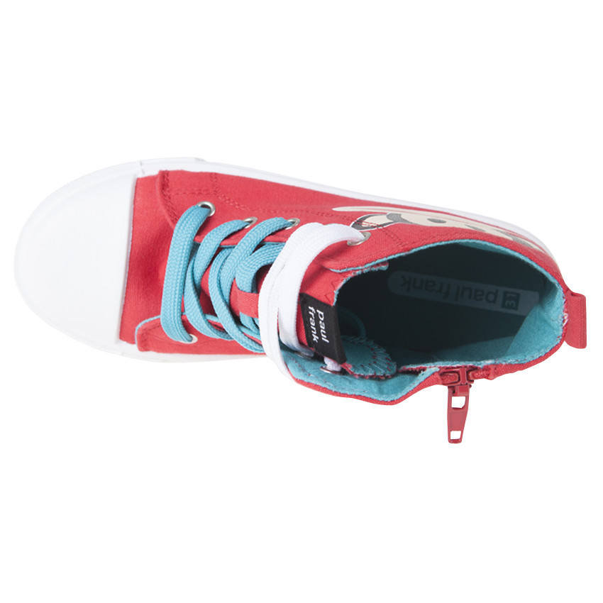 Baskets montantes en toile à lacets et zip print Paul Frank 