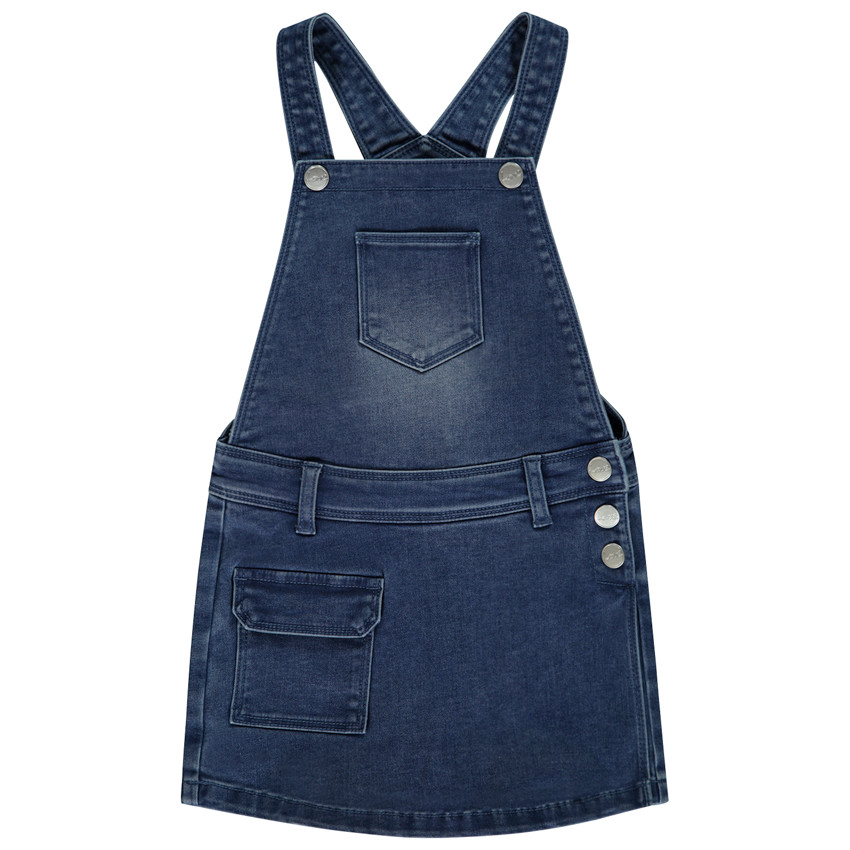 Salopette courte en jean effet robe pour fille