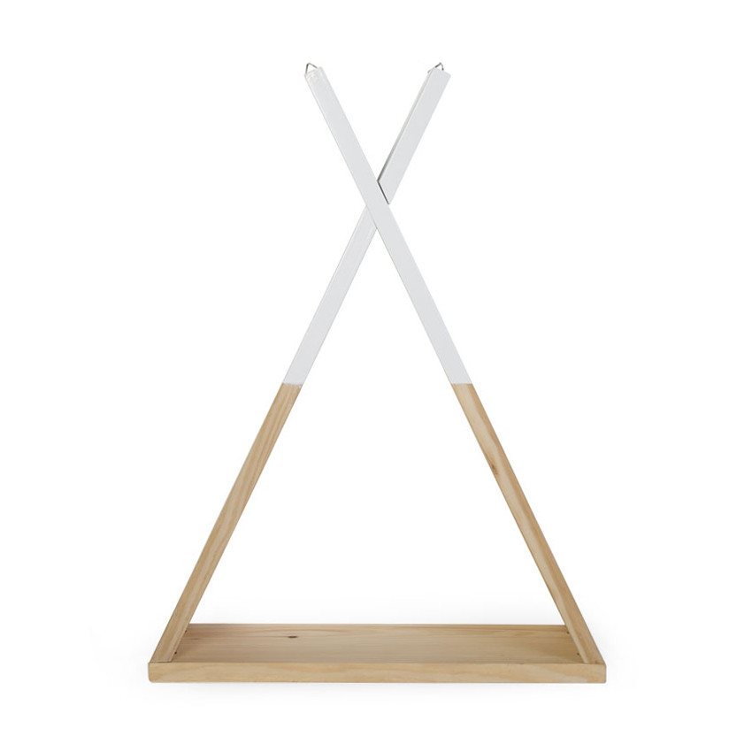 Étagère murale tipi en Bois de hêtre - Naturel/Blanc 