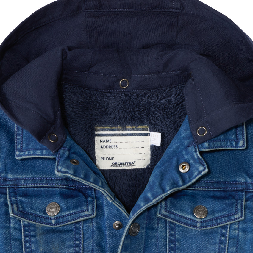 Veste effet denim doublé molleton à capuche pour garçon 