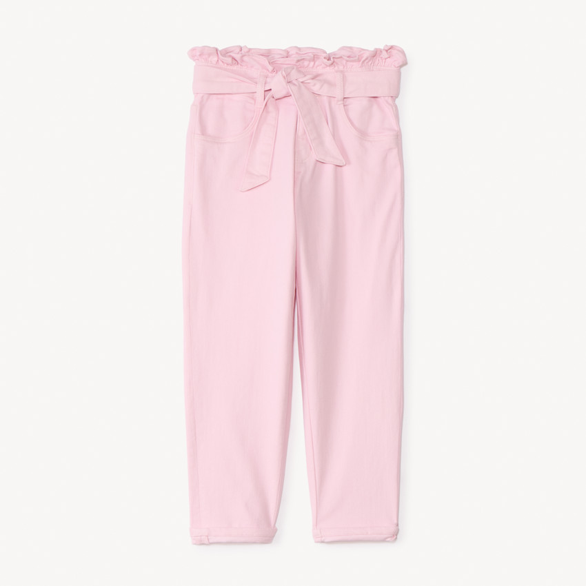 Jean paperbag uni à nouer pour fille 