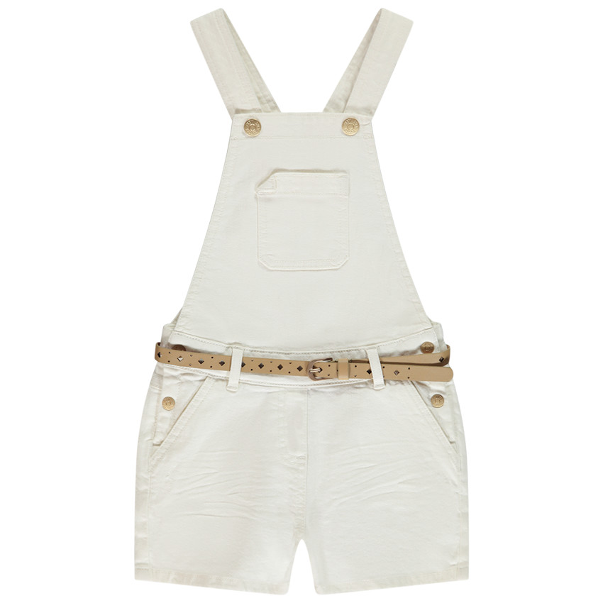 Salopette courte en jean avec ceinture pour fille 