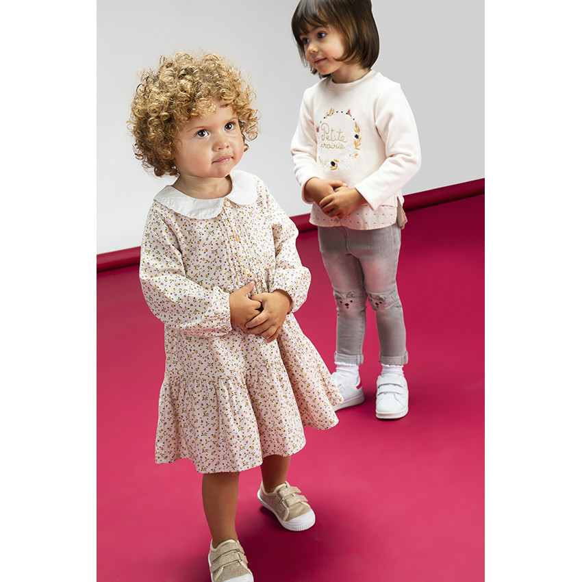 Sweat 2 en 1 en molleton contre collé et sherpa avec broderies pour bébé fille 