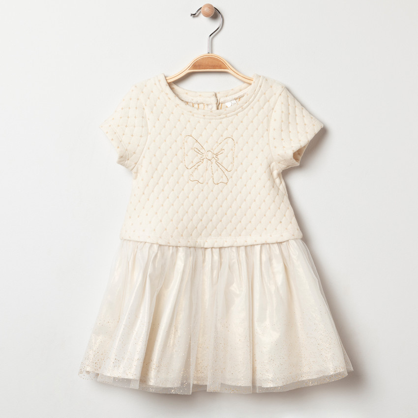 Robe en maille manches courtes bi-matière 