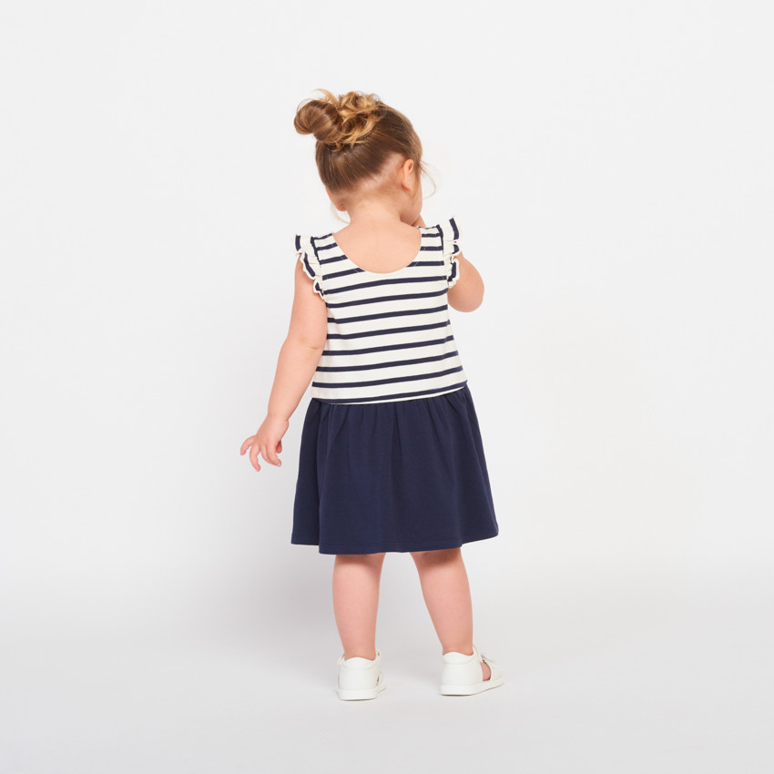 Robe effet 2 en 1 rayée et printée pour bébé fille 