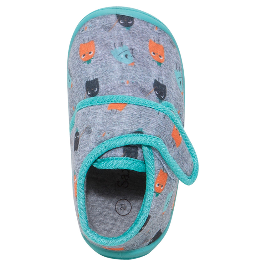 Chaussons en jersey avec personnages imprimés et scratch 