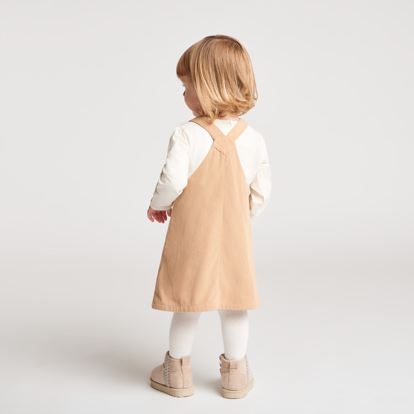Robe salopette bébé fille en velours uni 