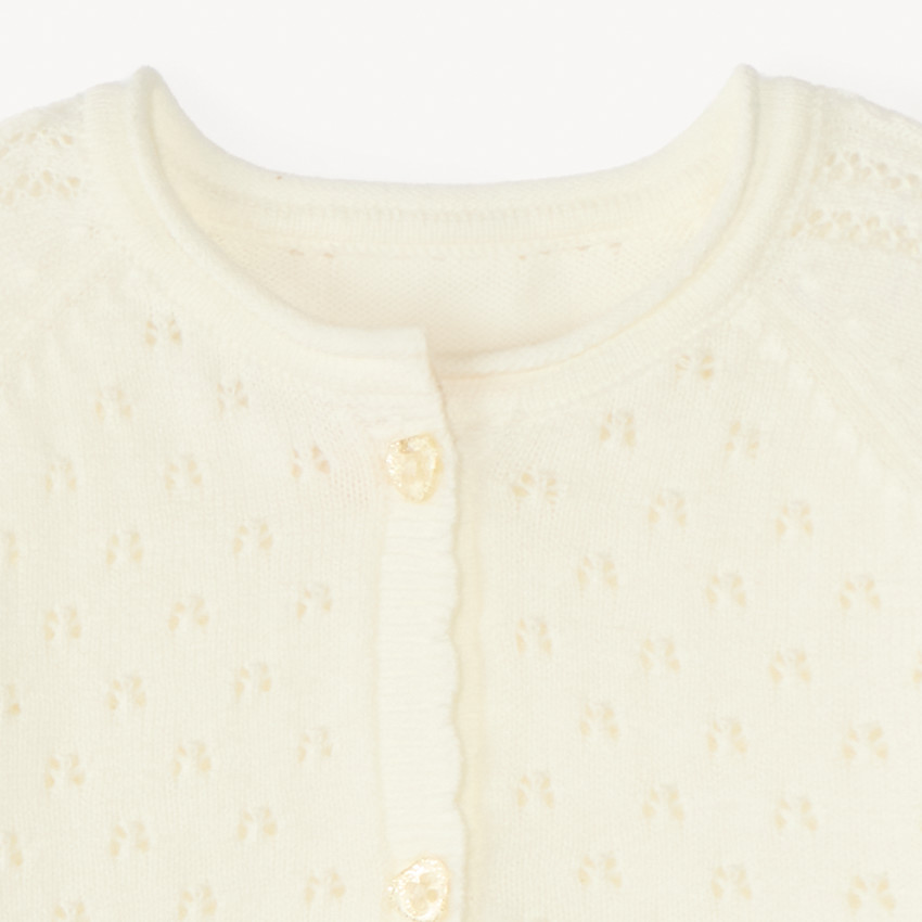 Gilet style boléro en tricot ajouré pour bébé fille 