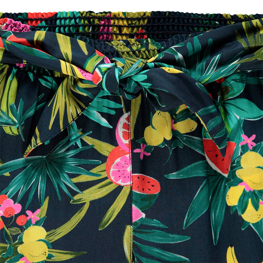 Pantacourt fluide à imprimé tropical et taille élastiqué 