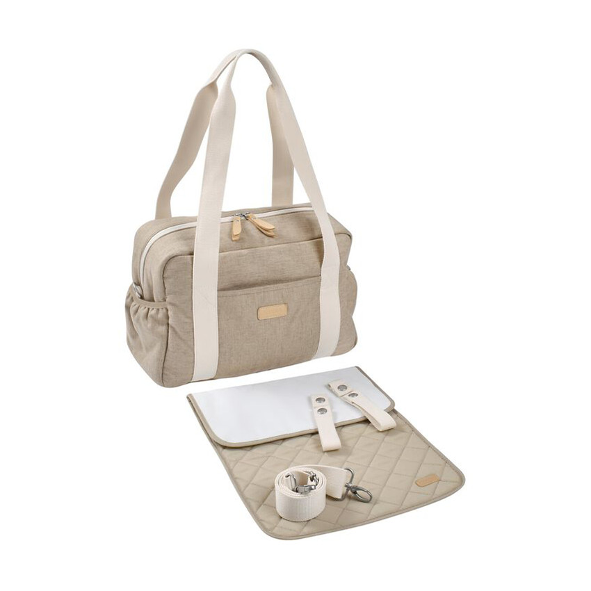 Sac à langer + tapis Paris Eco terre d'argile - Beige chiné (Béaba) - Image 1