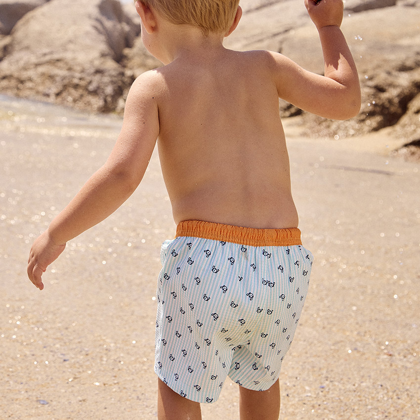 Short de bain en seersucker avec imprime fantaisie pour bebe garcon Orchestra