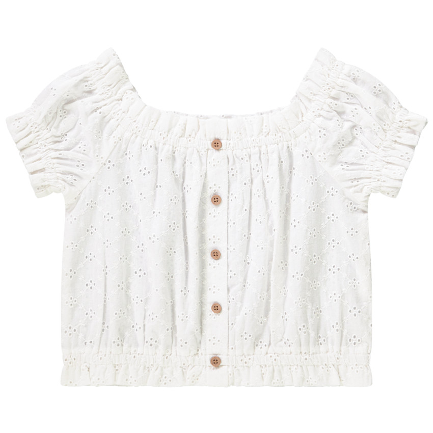 top en broderie anglaise pour fille - blanc