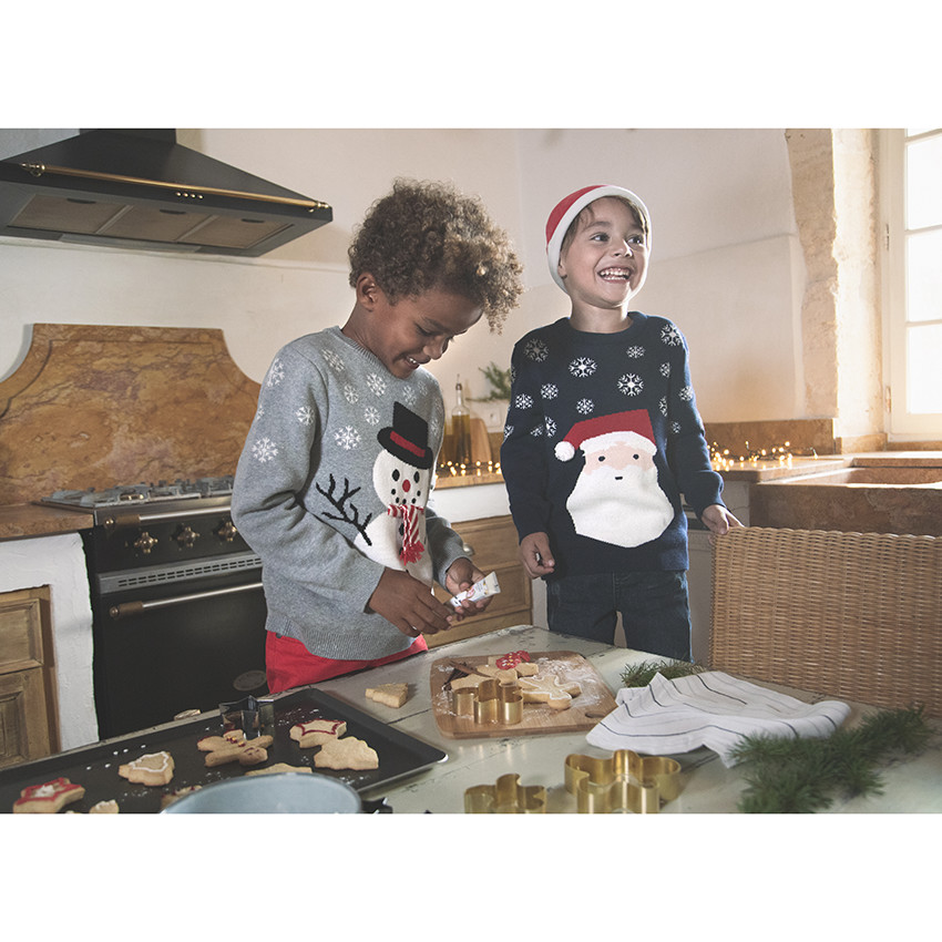 Pull de Noël en tricot motif bonhomme de neige pour enfant garçon 