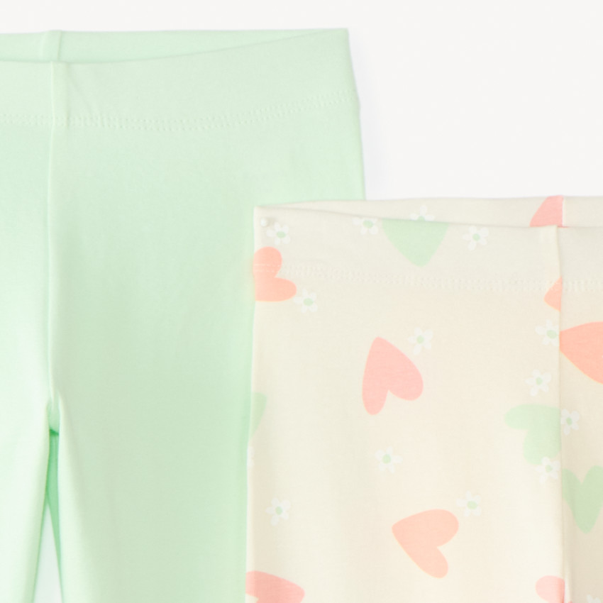 Lot de 2 leggings en jersey uni et motifs fantaisie pour fille 