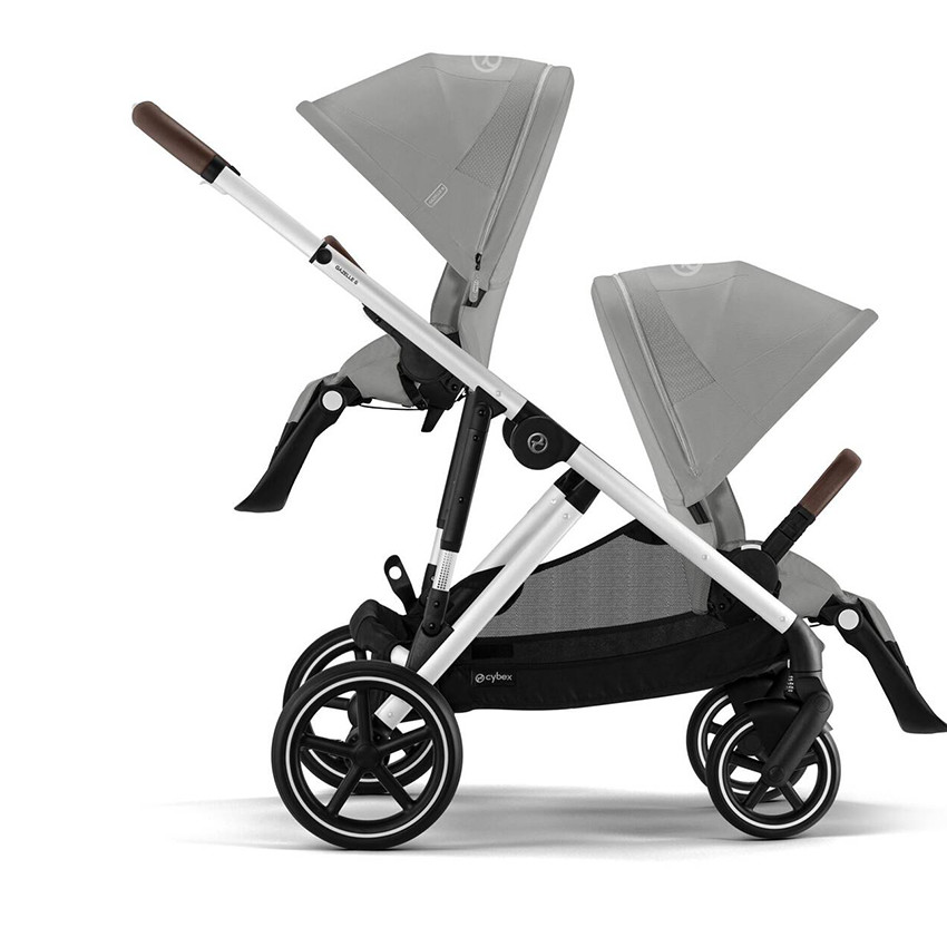 Poussette Gazelle S single/double - Châssis silver / Siège Stone Grey 