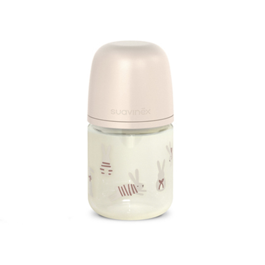 Biberon en verre avec tétine physiologique SX Pro S 120ml Wonderland lapins roses