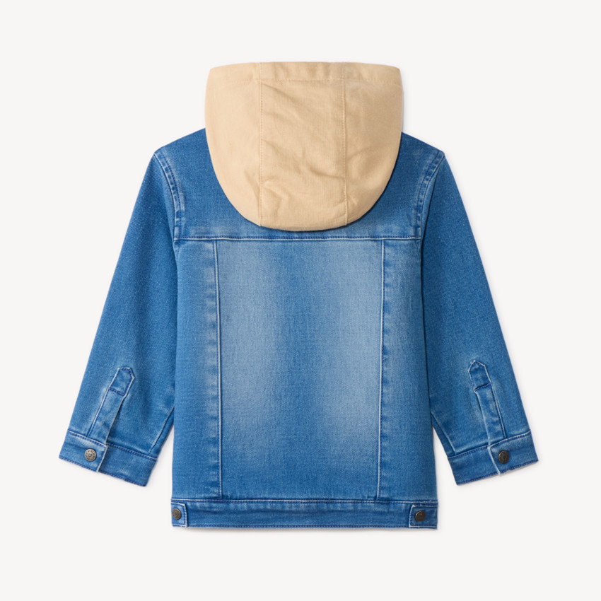 Veste en jean bébé garçon avec capuche amovible contrastée  