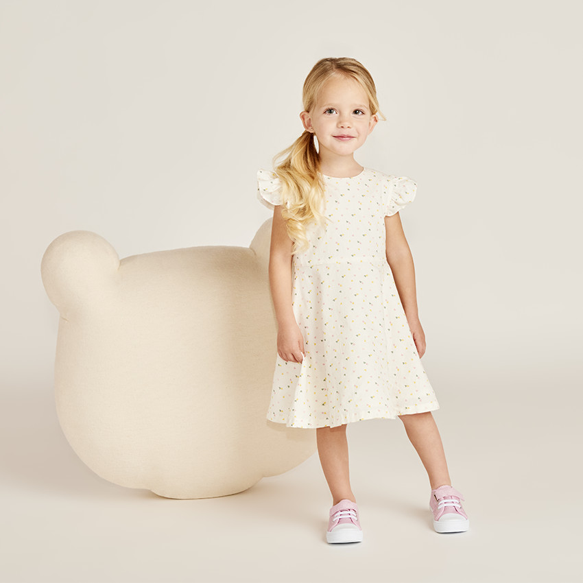 Robe manches courtes dos ajouré en cœur pour bébé fille