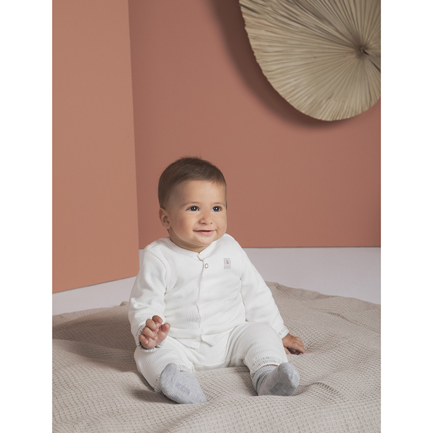 Ensemble pantalon et gilet pressionné en coton fantaisie 