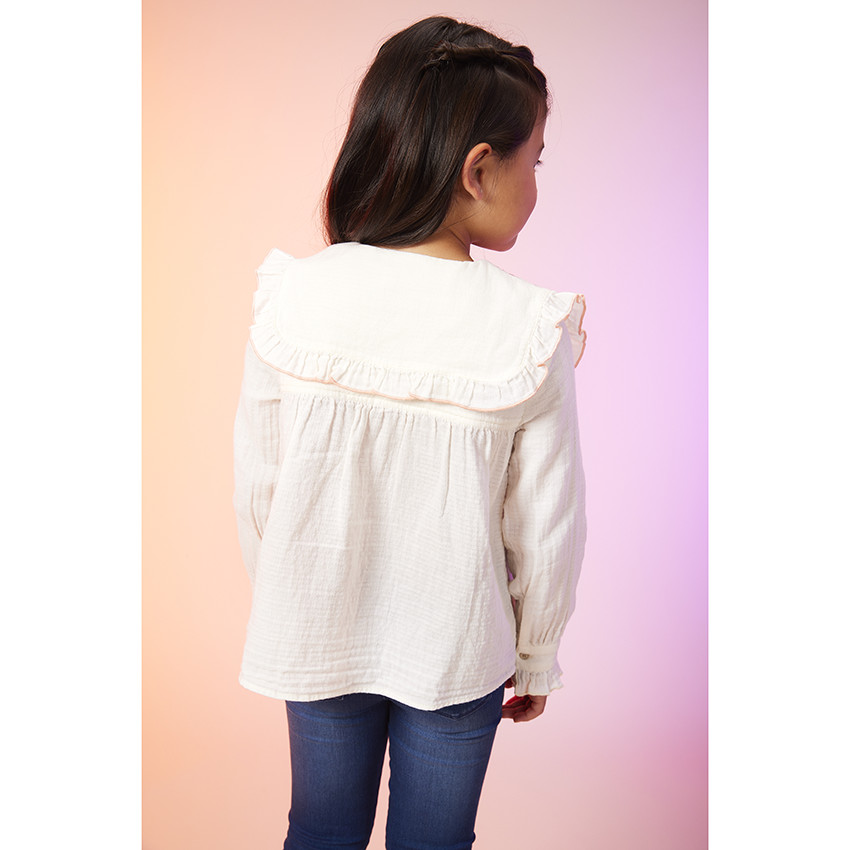 Chemise manches longues avec broderie fantaisie pour fille 