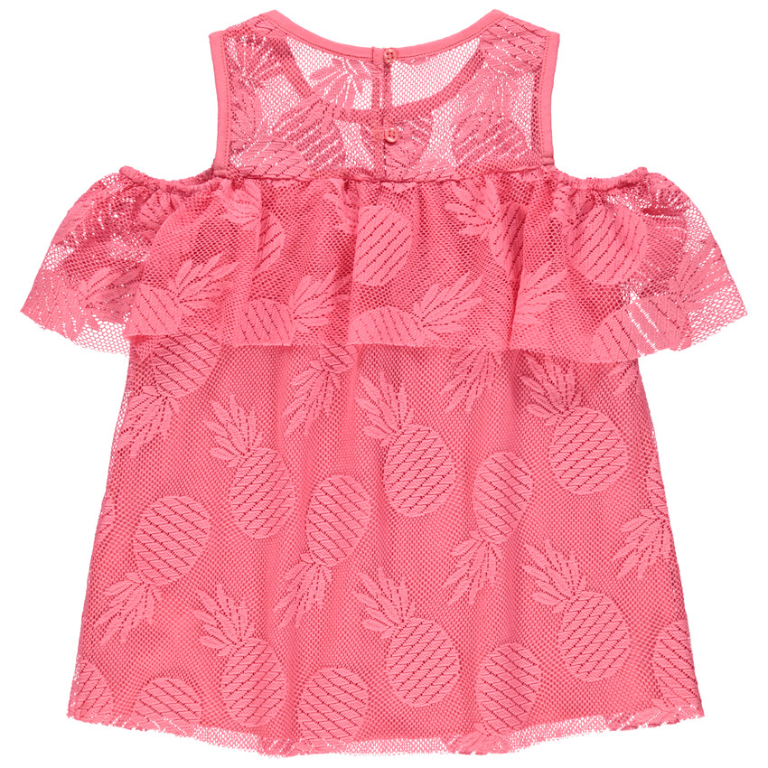 Top en tulle à épaules dénudées motif ananas 