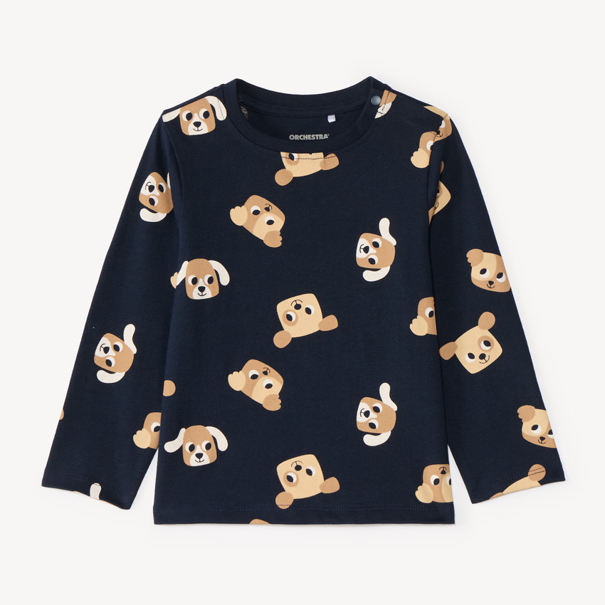 T-shirt manches longues bébé garçon imprimé animaux 
