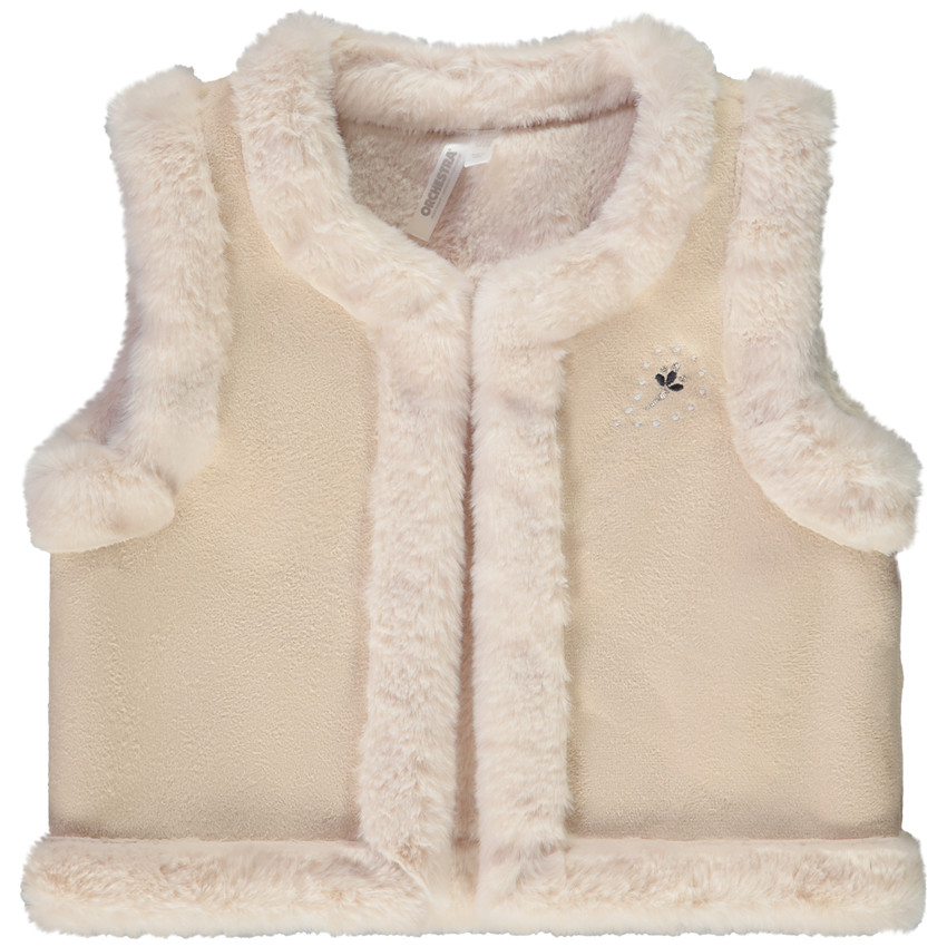 Gilet sans manches effet daim en fausse fourrure pour bébé fille 