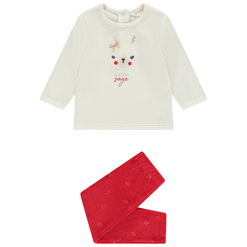 Set pyjama 2 pièces en velours avec reine fantaisie pour bébé fille avec ouvertures différentes selon l&#39;âge
