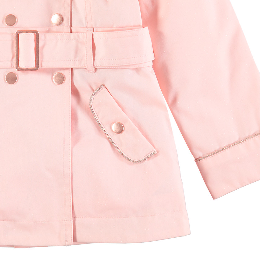 Trench uni rose pâle avec doublure satinée 