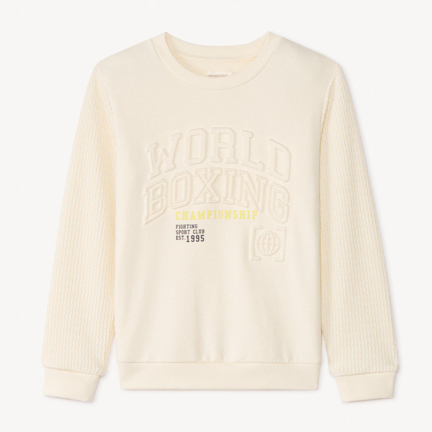 Pull bi-matière avec motif en relief pour garçon 