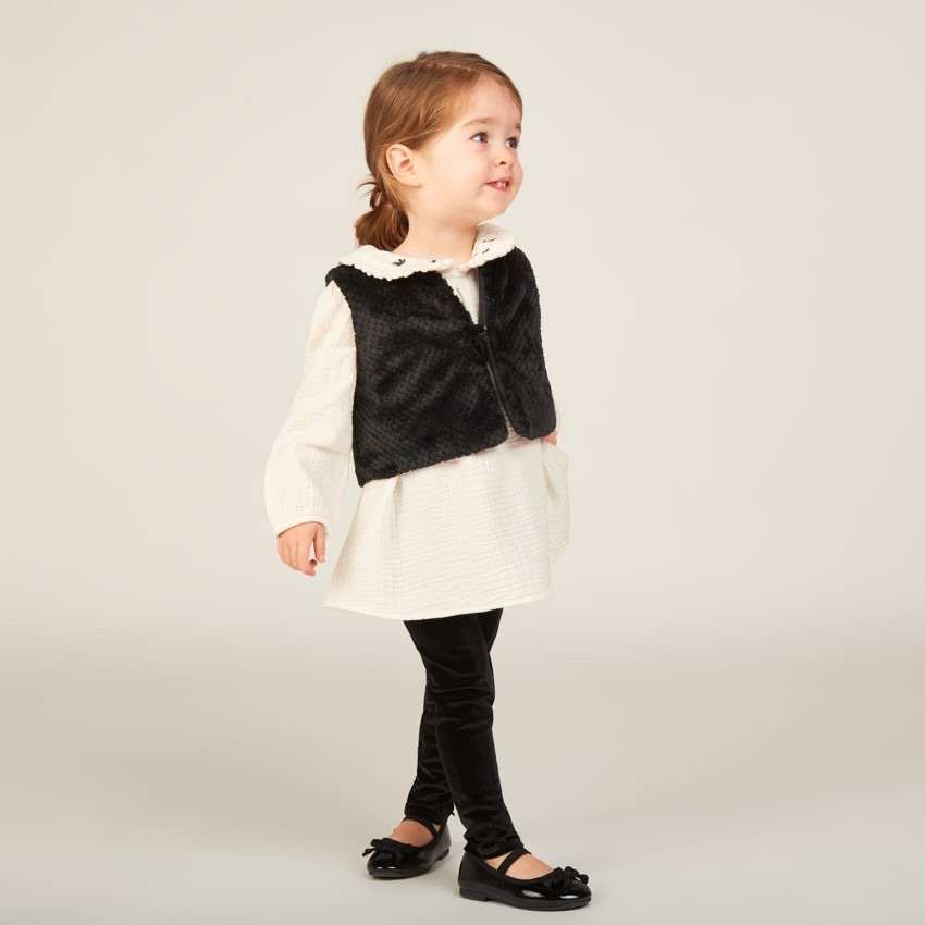 Ensemble 3 pièces avec tunique en tetra pour bébé fille 