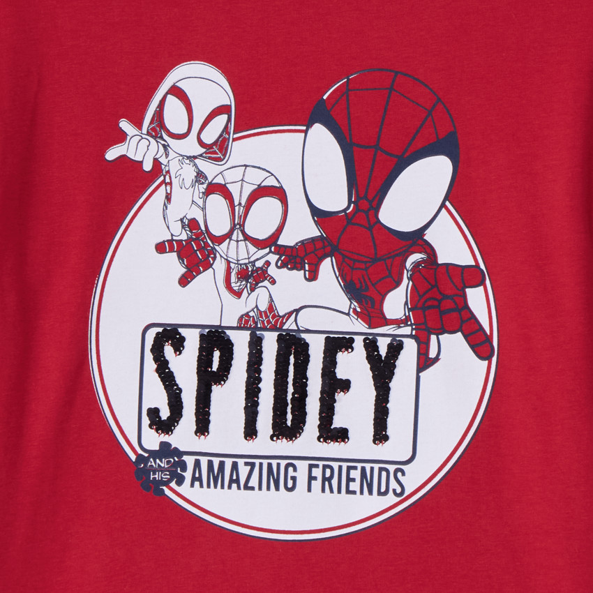 T-shirt manches courtes à sequins magiques Spidey Marvel pour garçon 