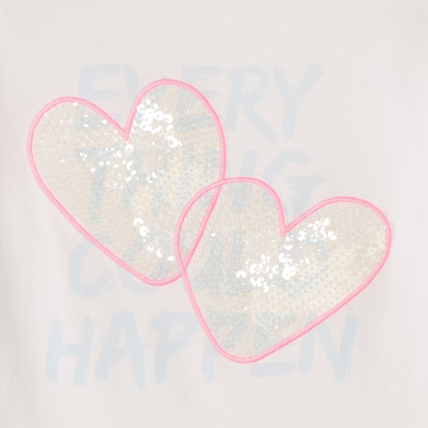 T-shirt manches courtes motifs à sequins fantaisie pour fille 