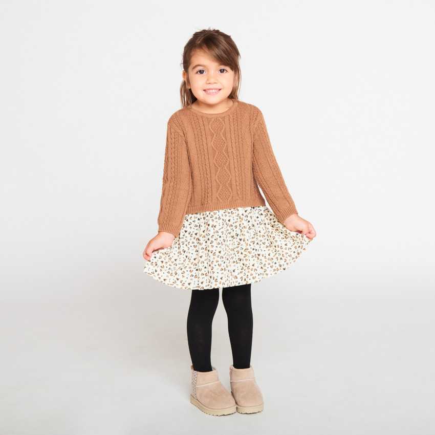 Robe effet 2 en 1 bu-matière fantaisie pour bébé fille