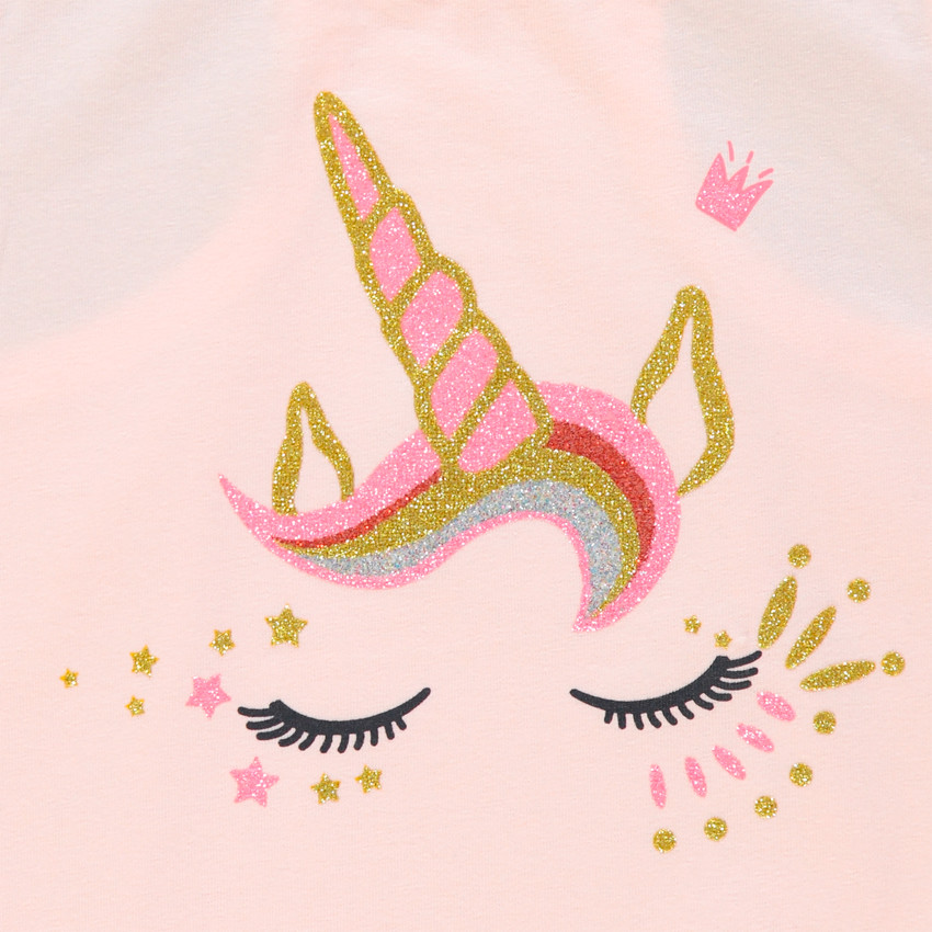 Débardeur en coton print licorne à paillettes 