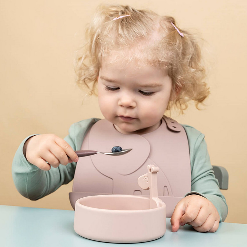 Kit vaisselle en silicone Peekaboo Deer Friends Powder Main Kit vaisselle en silicone Peekaboo Deer Friends Powder