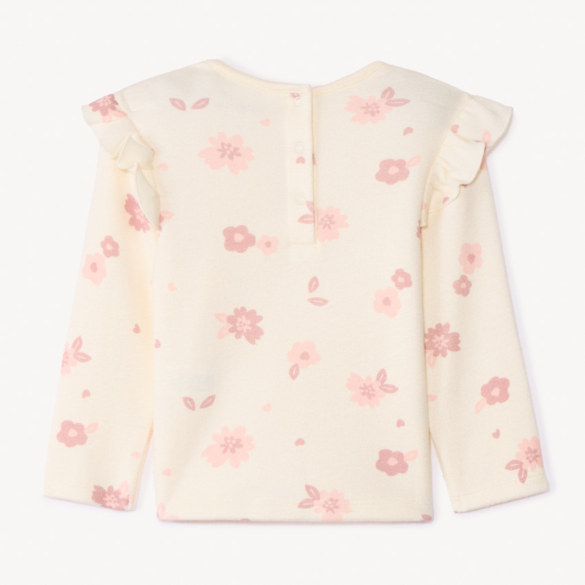 T-shirt manches longues imprimé à volants pour bébé fille 
