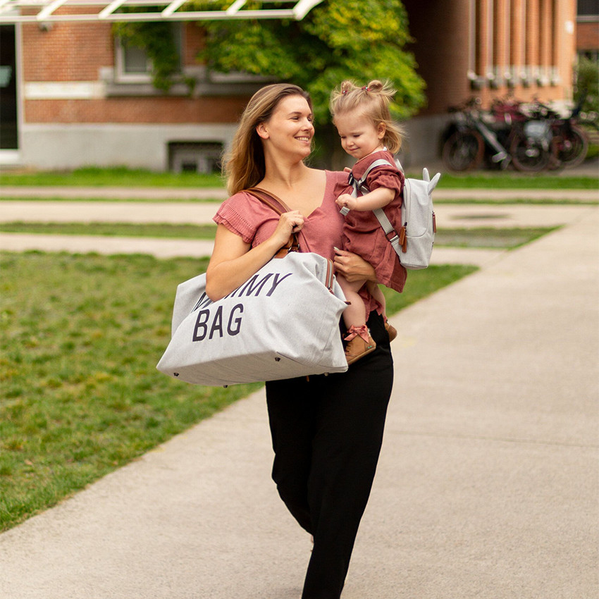Sac à langer + matelas Mommy Bag canvas gris 