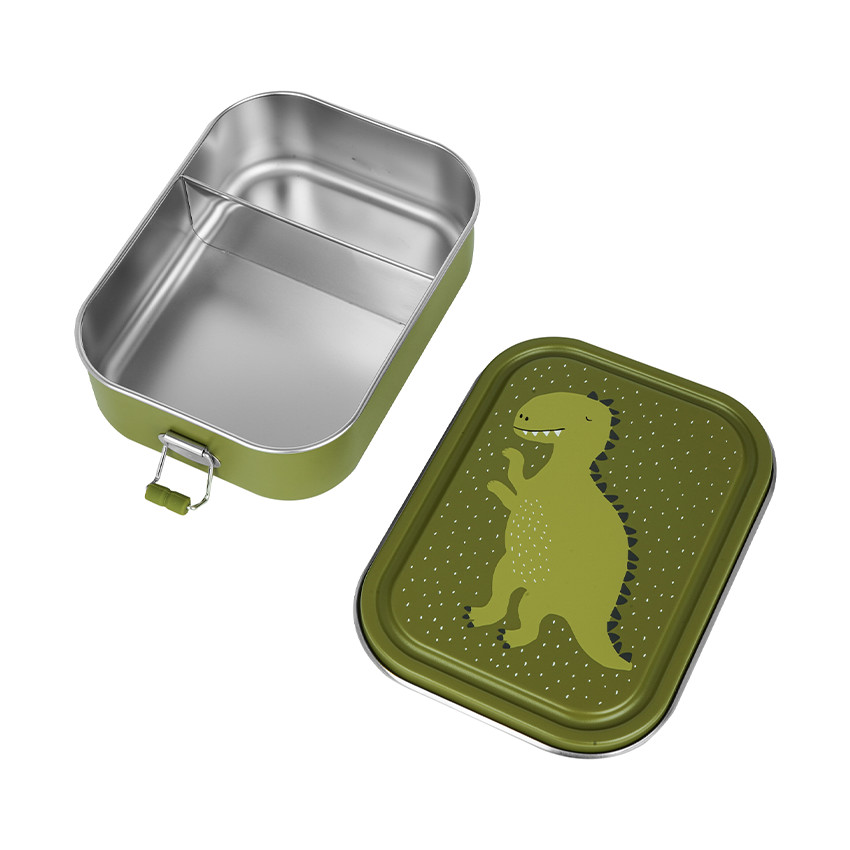 Lunchbox compartimentée en inox Mr. Dino vert 