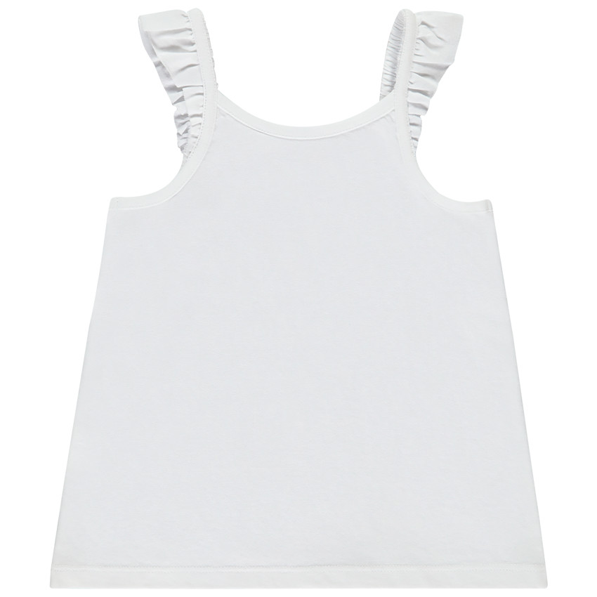 Débardeur uni avec bretelles volantées + print pour bébé fille  