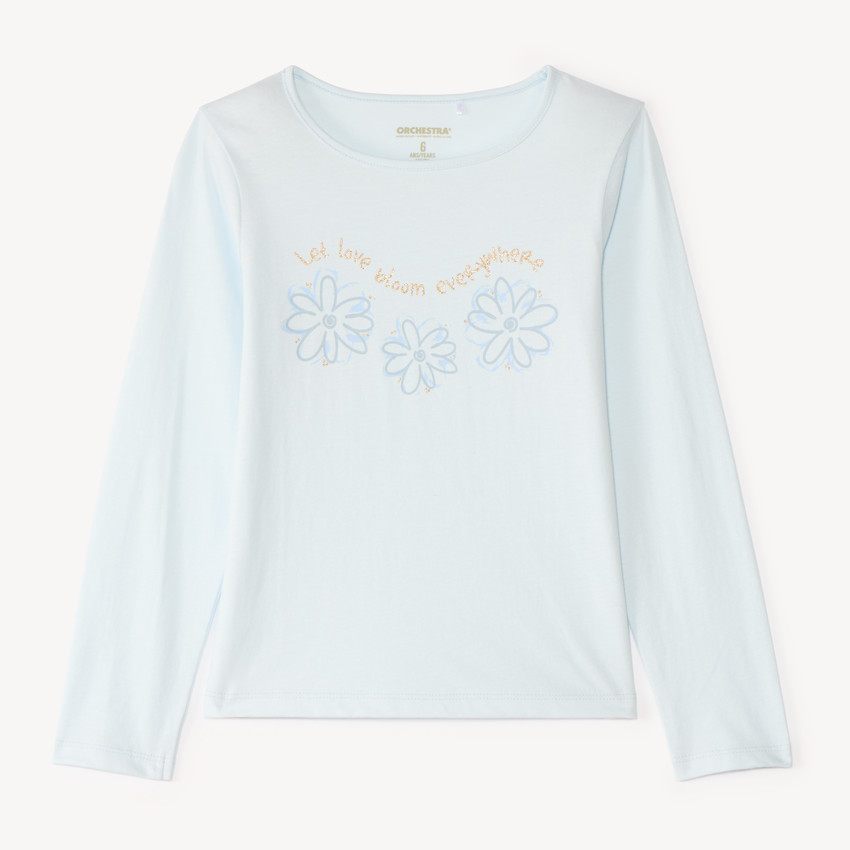 T-shirt manches longues print pailleté pour fille